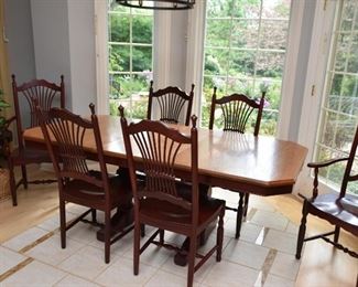 Kitchen Table with 6 Chairs (2 Tone Wood)
