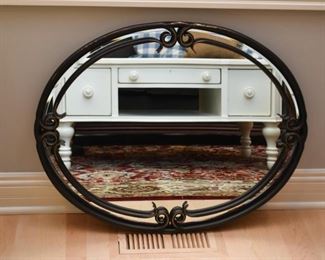 Oval Wall Mirror with Metal Frame