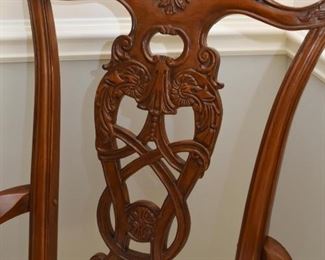 Beautiful Dining Table with Ornate Carved Legs & 6 Chairs (comes with 2 extension leaves)
