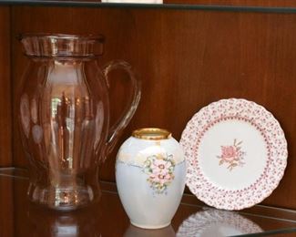 Glass Pitcher, Vintage China Pieces