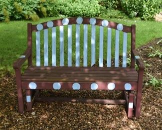 Painted Wood Garden Bench