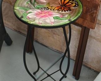 Small Side Table / Plant Stand with Butterfly