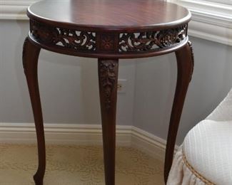 Carved Wood Accent Table