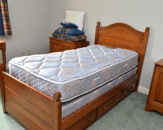 Twin Size Wood Bed with Lower Storage Drawers
