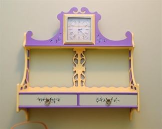 Painted Wall Shelf with Clock Insert