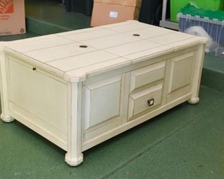 Cottage White Coffee Table with Storage