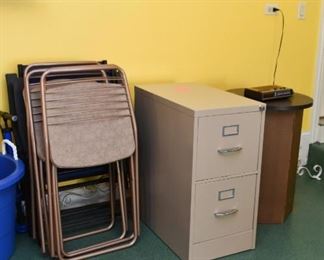 Folding Chairs, Metal 2-Drawer File Cabinet