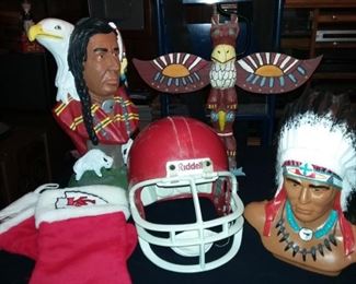 Native American Figures, Pottery, Jewelry, Kansas City Chiefs Helmet