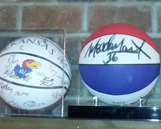 autographed Basketballs-signed KU & Harlem Globetrotter