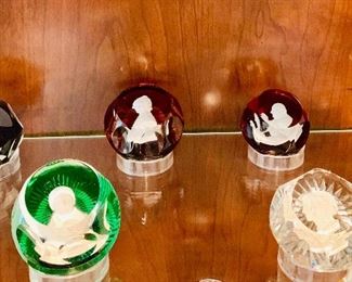 Baccarat paper weights.  Presidents series and others with original boxes.