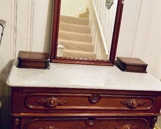 Vintage marble topped dresser and mirror