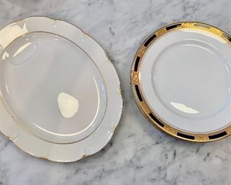Theodore Haviland (USA) "concord' china service (left) Aynsley "Empress Cobalt" service (right)
