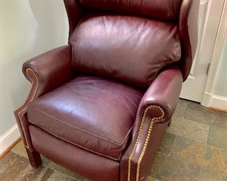 Hancock & Moore Leather recliner with nail head trim