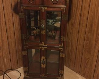 Chinese cabinet with glass shelves $55
