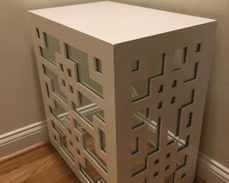 Modern Mirror End Table Cube 