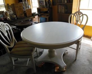 Pretty Warm White Table and 2 Chairs