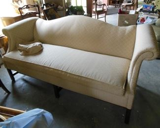 Pristine Cream Color Camel Back Sofa