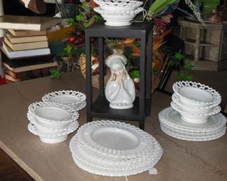 VERY OLD Milk Glass Serving Pieces