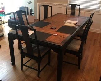 ASIAN INFLUENCE DINING TABLE 8 CHAIRS BUFFET AND CHINA CABINET
