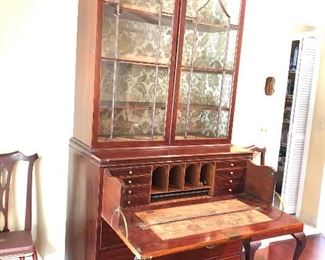 antique secretary 98inches high, 39 inches wide, 21 deep