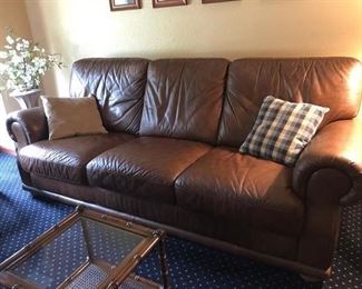 Saddle Brown Leather Sofa
