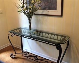 Iron and Glass Sofa Table.