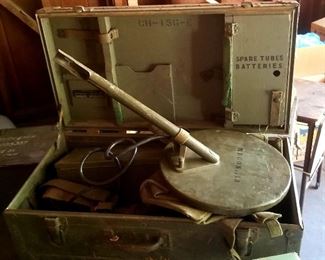 WW 2 old mine sweeping case and equipment