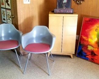 Pair of Krueger fiberglass mid century arm chairs