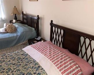 Pair mahogany twin beds