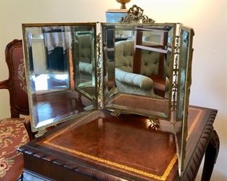 Antique folding mirror