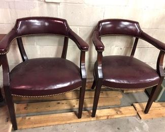 Pair leather chairs