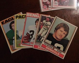 large collection of aprox 389 sports trading cards. Majority are football, many are baseball, and a few are basket ball. Will be taking bids on collection