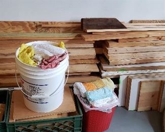 Lumber/Wood and Buckets of rags 