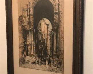Original etching by Hedley Fitton