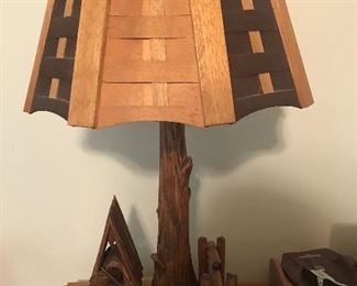 Handcrafted wood lamp