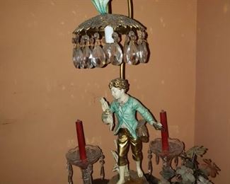 Little boy metal lamp with crystal drops