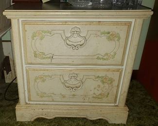 Sweet painted full size headboard and matching bedside table