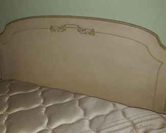 Sweet painted full size headboard and matching bedside table