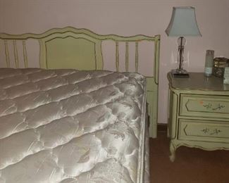 Sweet painted full size headboard and matching bedside table