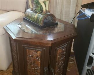 Amazing End Table (x2) with carved inserts