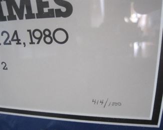 Remember the Moment poster commemorating the 1980 Miracle on Ice USA Olympic Hockey team which has been signed by 22 members of the historic team including Bill Baker, Neal Broten, Dave Christian, Steve Christoff, Jim Craig, Mike Eruzione, John Harrington, Steve Janaszak, Mark Johnson, Rob McClanahan, Ken Morrow, Jack O'Callahan, Mark Pavelich, Mike Ramsey, Buzz Schneider, Dave Silk, Eric Strobel, Bob Suter, Phil Verchota, Mark Wells, Herb Brooks & Craig Patrick.