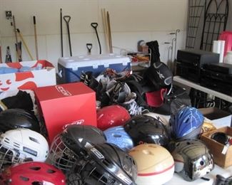 Hockey Helmets and Skates.