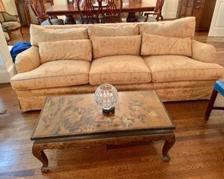 Lovely traditional sofa & chinoiserie coffee table