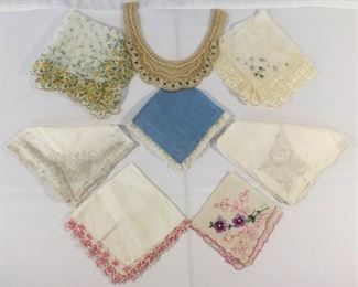 Vintage Handkerchiefs & Collar 9 Piece    https://ctbids.com/#!/description/share/196915