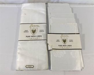Erinore Pure Irish Linen Table Cloth & Napkins Vintage 13 Piece NWT https://ctbids.com/#!/description/share/196922