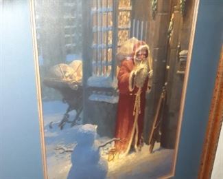 Signed and numbered Bradley Parish Christmas print Old Saint Nick