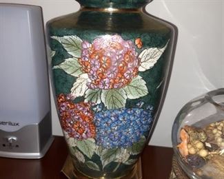 Hand-painted hydrangea lamp