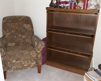 Barrister bookcase, pair of reclining chairs