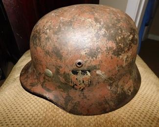 Original WW2 Camo Nazi DAK M35 Helmet(Named Vet Bringback/No Early Sales)