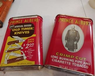 Prince Albert Tins with Schrade Knife Ads